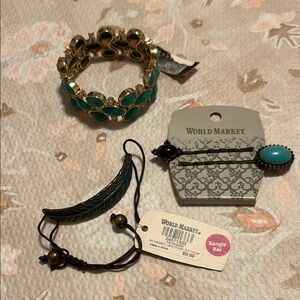 Turquoise and Gold bracelets and‎ hair pins